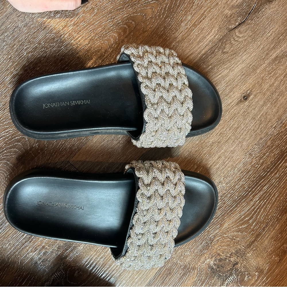 Jonathan Simkhai Black Sandals with Metallic Accents